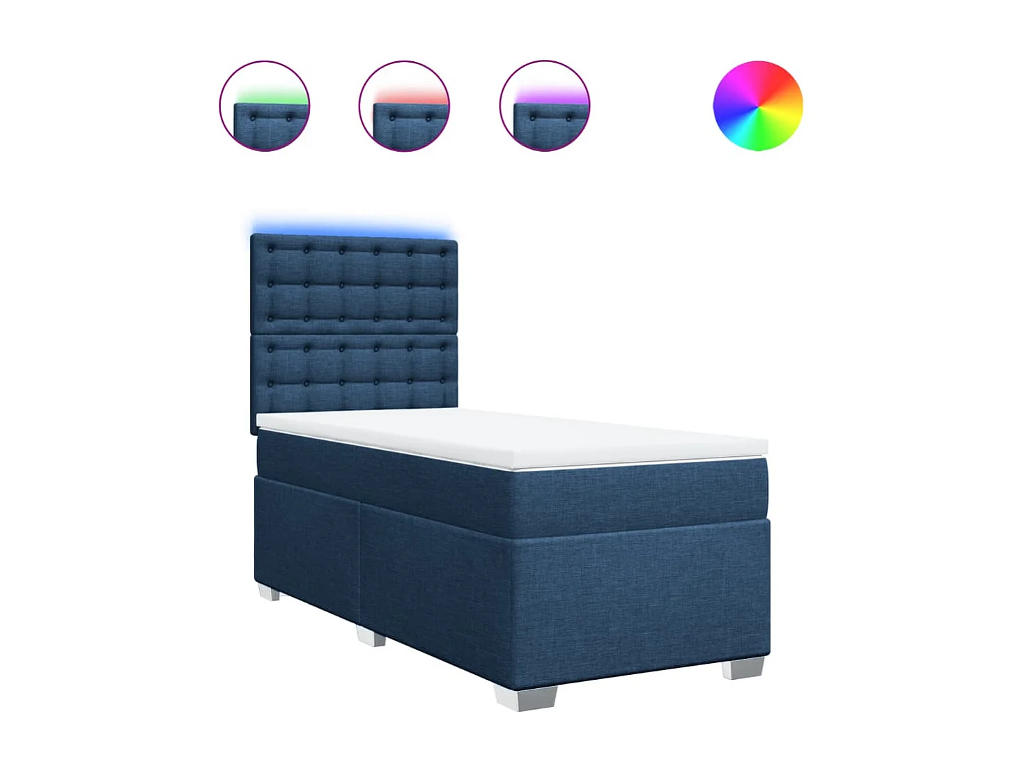 Boxspring met matras stof blauw 90x190 cm