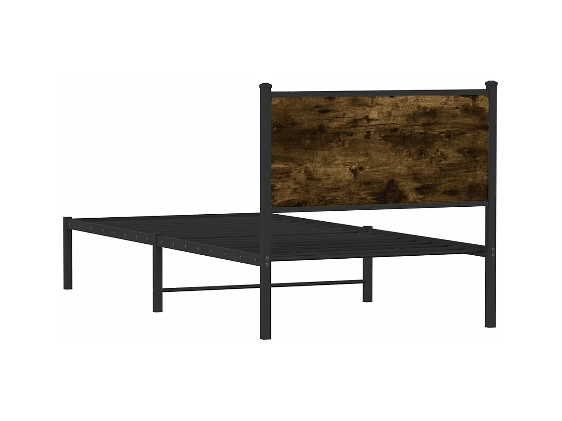 Metallbett ohne Matratze Räuchereiche 90x200 cm