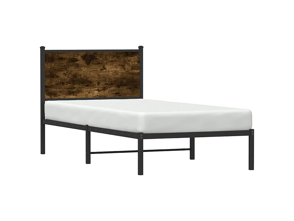 Cadre de lit en métal sans matelas chêne fumé 90x200 cm