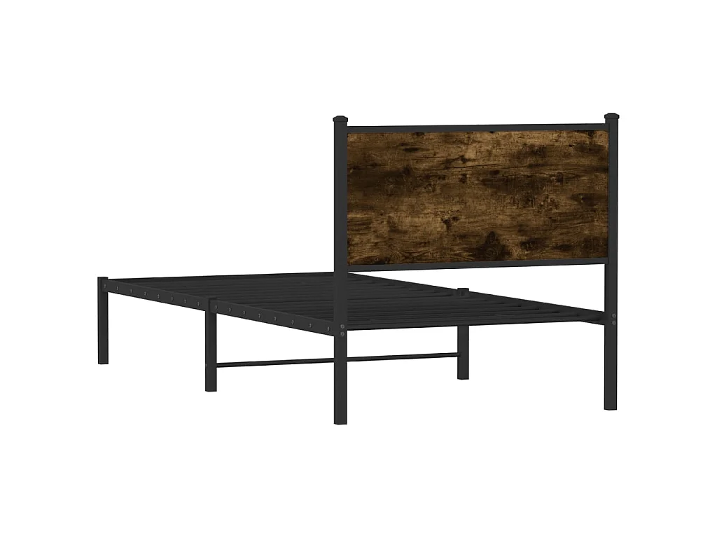 Cadre de lit en métal sans matelas chêne fumé 90x200 cm