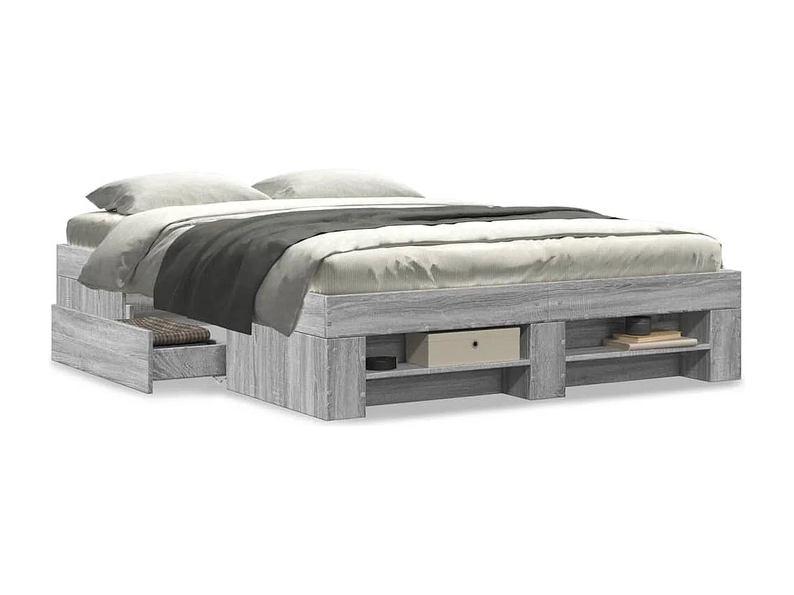 Cadre de lit sans matelas sonoma gris 135x190 cm