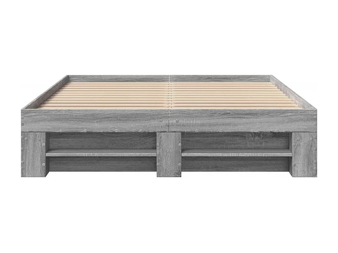 Bedframe bewerkt hout grijs sonoma eikenkleurig 135x190 cm