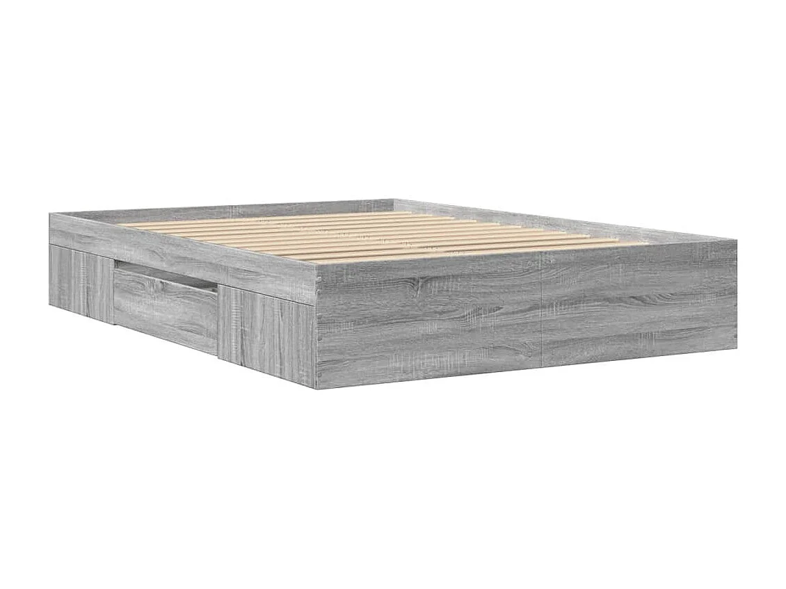 Bedframe bewerkt hout grijs sonoma eikenkleurig 135x190 cm