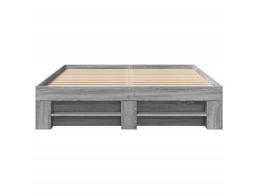 Bedframe bewerkt hout grijs sonoma eikenkleurig 135x190 cm