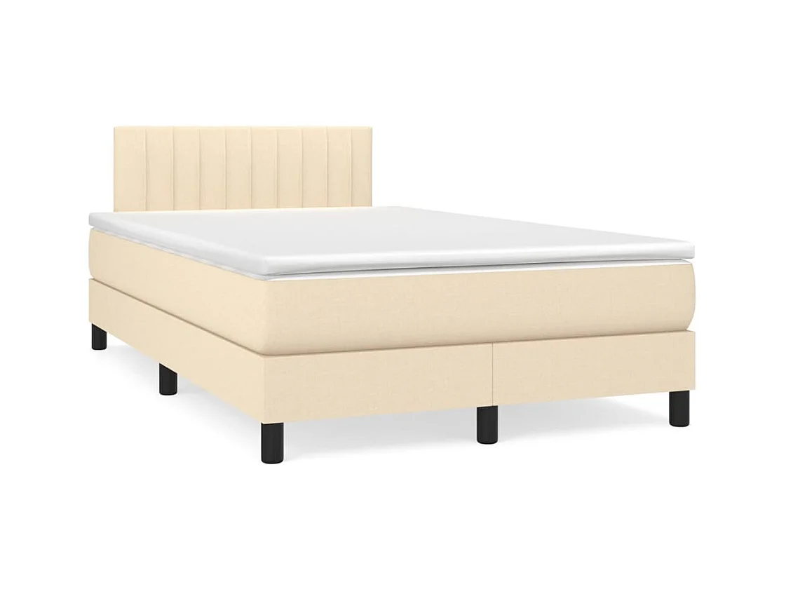 Sommier à lattes de lit avec matelas crème 120x190 cm tissu