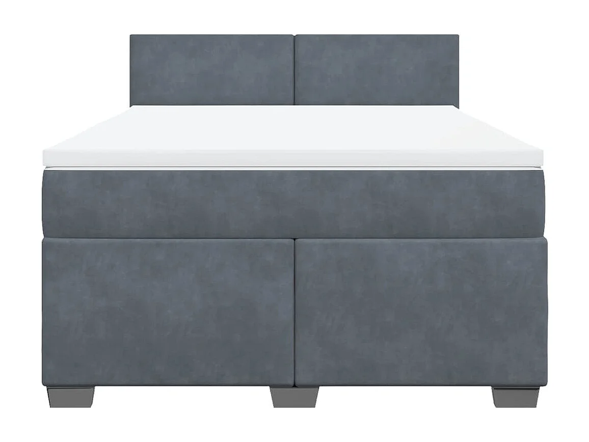 Giroletto a Molle con Materasso Grigio Scuro 140x190 cm Velluto