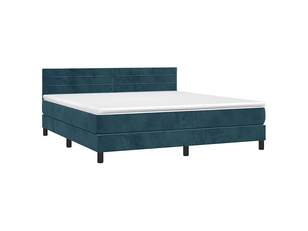 Sommier à lattes de lit avec matelas LED Bleu foncé 180x200 cm