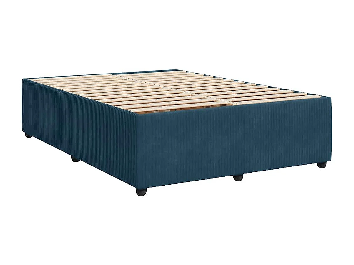 Cama box spring con colchón terciopelo azul oscuro 160x200 cm