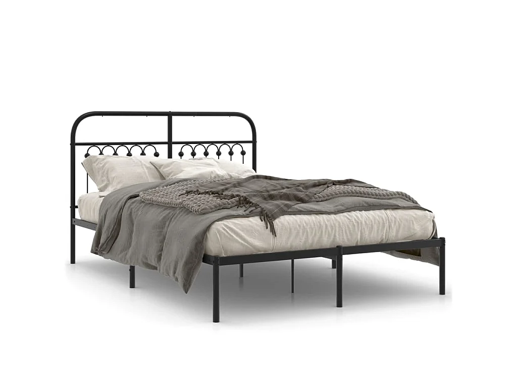 Estrutura de cama com cabeceira 140x190 cm metal preto