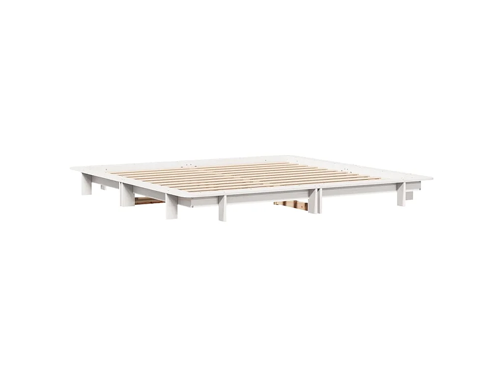 Cadre de lit sans matelas blanc 200x200 cm bois massif de pin