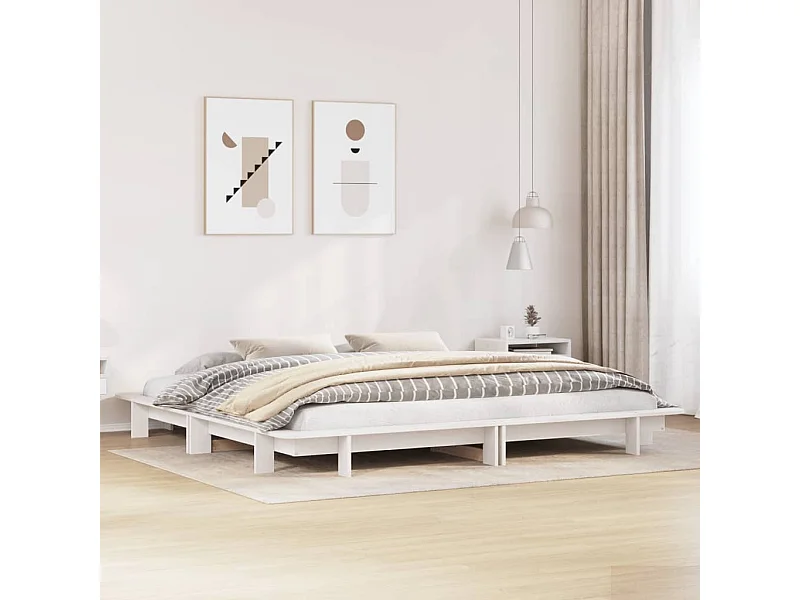 Bedframe zonder matras massief grenenhout wit 200x200 cm