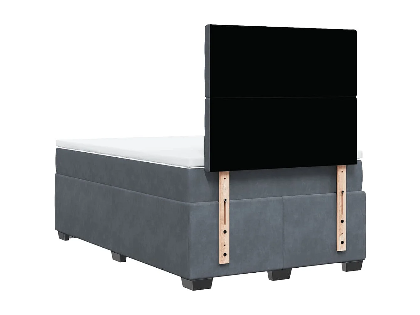 Giroletto a Molle con Materasso Grigio Scuro 120x190 cm Velluto