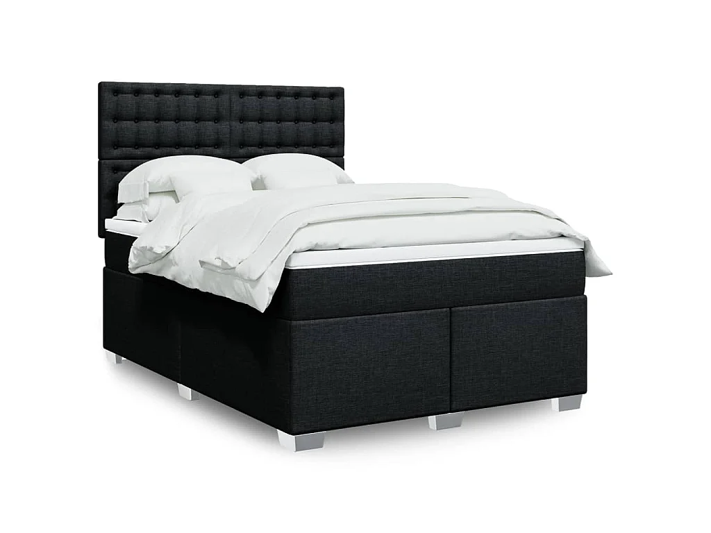 Giroletto a Molle con Materasso Nero 160x200 cm in Tessuto