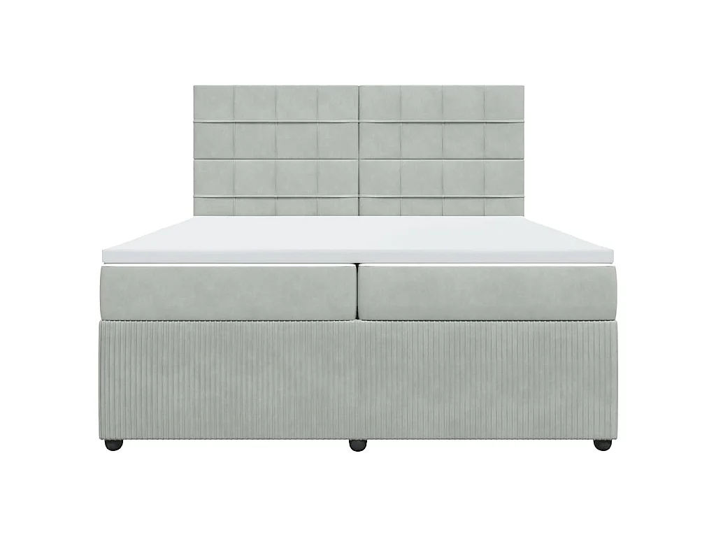 Sommier à lattes de lit et matelas Gris clair 200x200cm Velours