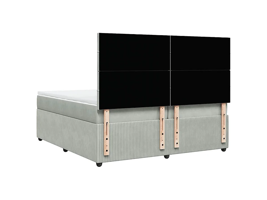 Sommier à lattes de lit et matelas Gris clair 200x200cm Velours