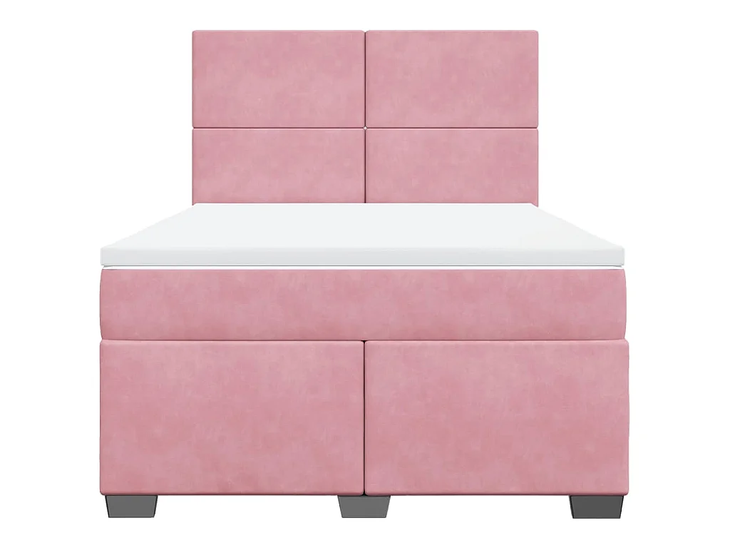Cama box spring con colchón terciopelo rosa 140x190 cm