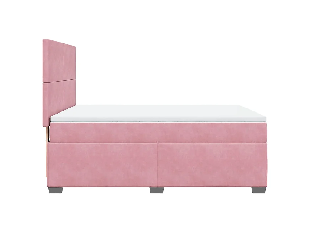 Cama box spring con colchón terciopelo rosa 140x190 cm