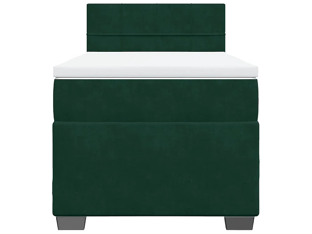 Cama box spring con colchón terciopelo verde oscuro 90x190 cm