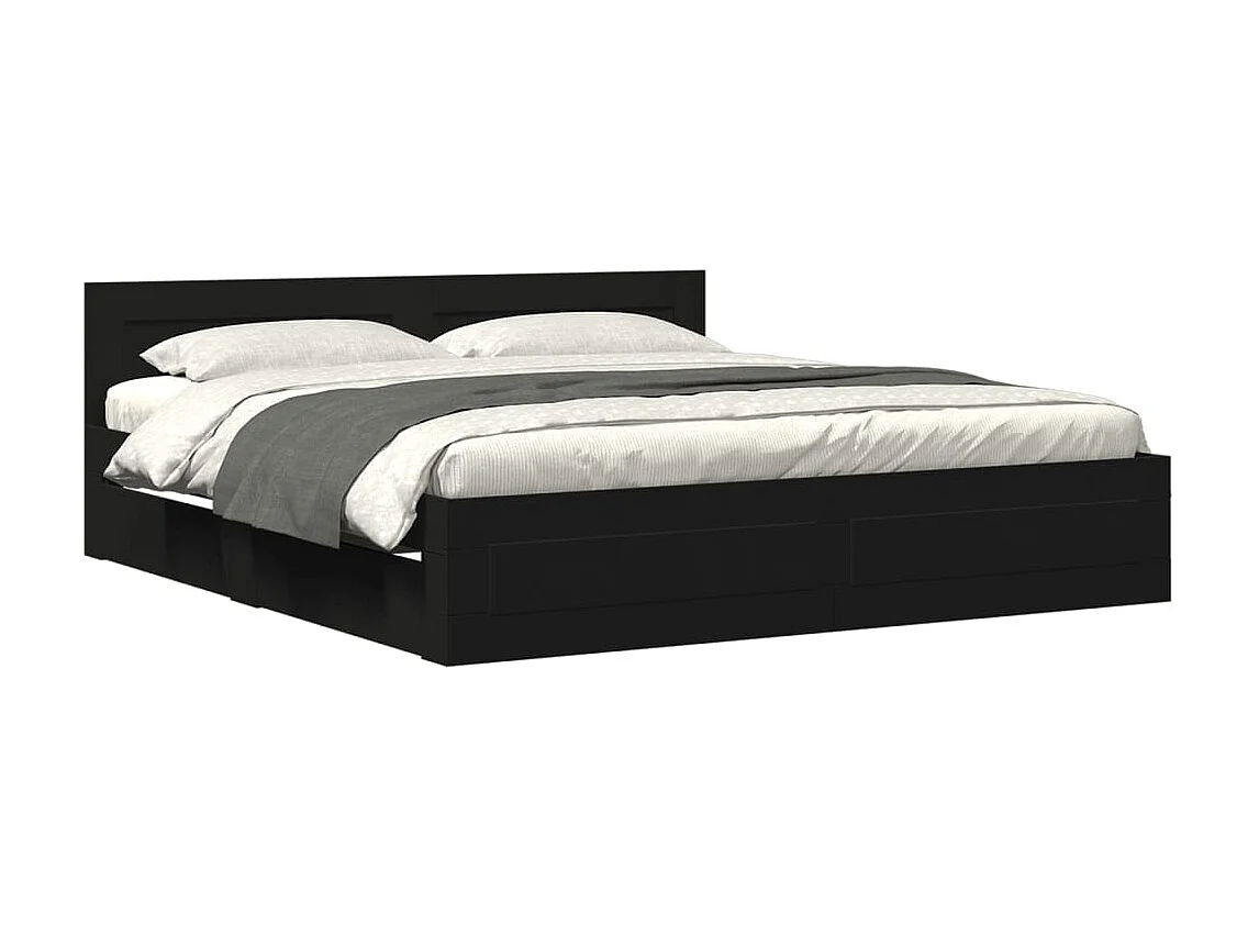 Estrutura cama c/ cabeceira sem colchão 180x200 cm preto