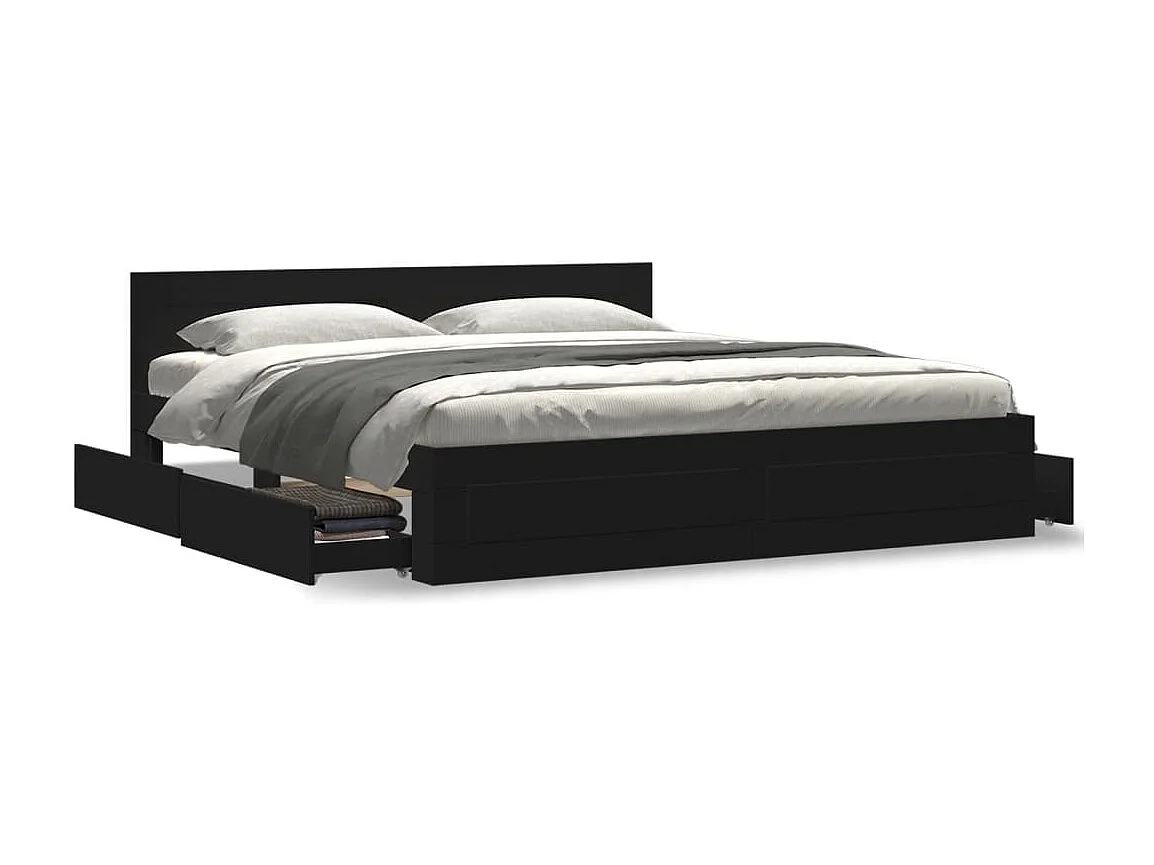 Estrutura cama c/ cabeceira sem colchão 180x200 cm preto