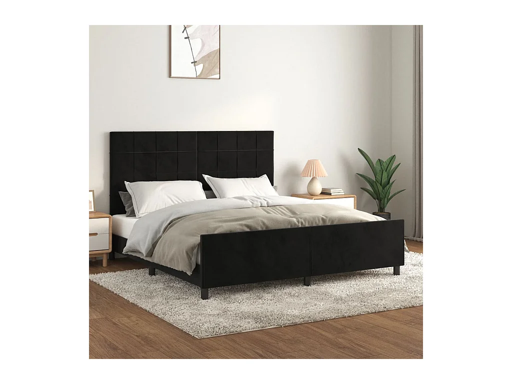 Cadre de lit sans matelas noir 160x200 cm velours