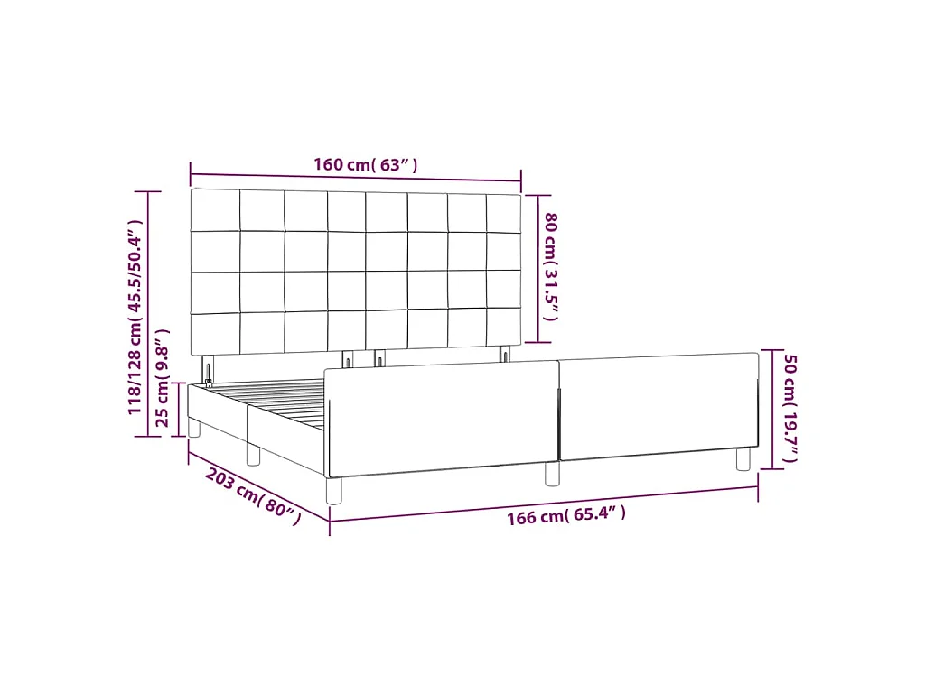 Estrutura de cama sem colchão 160x200 cm veludo preto