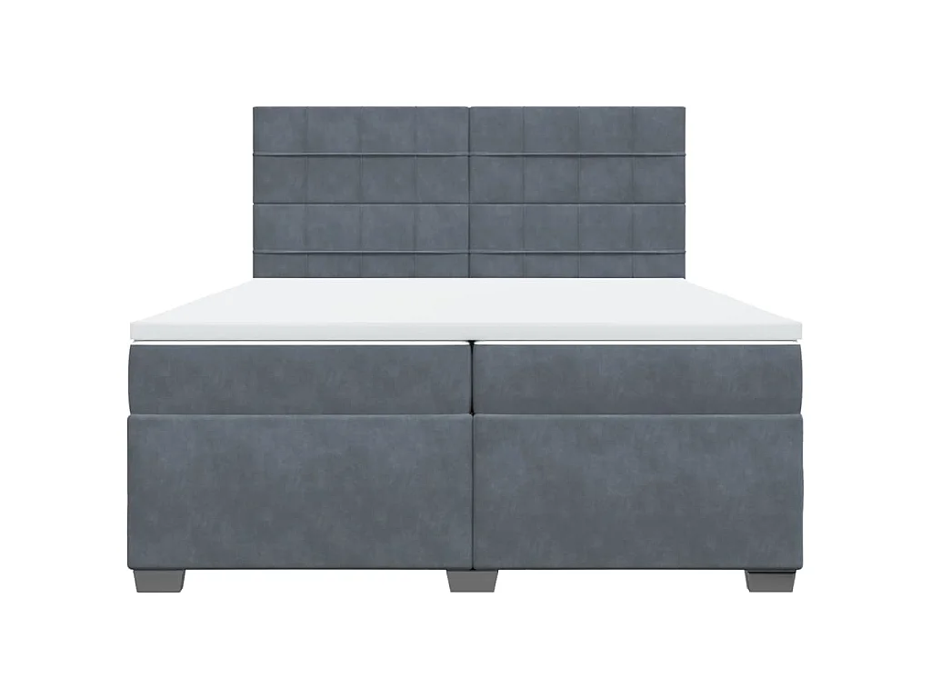 Cama com molas/colchão 200x200 cm veludo cinzento-escuro