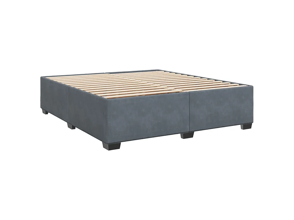 Cama com molas/colchão 200x200 cm veludo cinzento-escuro
