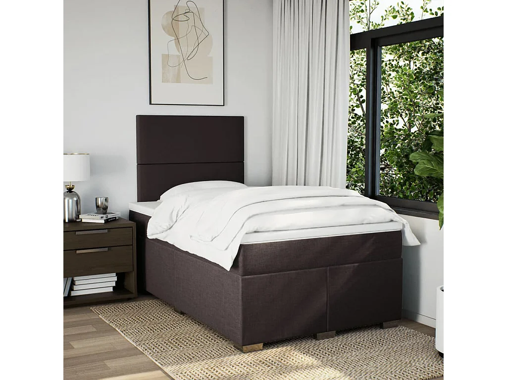 Boxspring met matras stof donkerbruin 120x200 cm