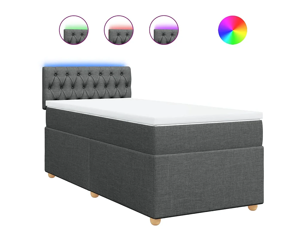 Boxspringbett mit Matratze Dunkelgrau 90x190 cm Stoff
