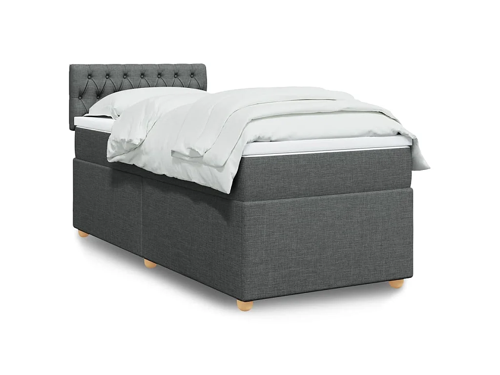 Boxspringbett mit Matratze Dunkelgrau 90x190 cm Stoff