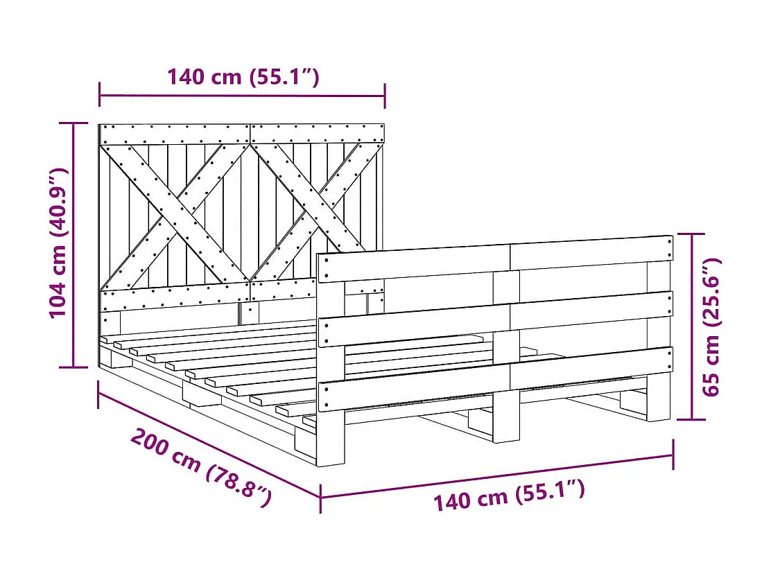 Cadre de lit sans matelas avec tête de lit bois massif