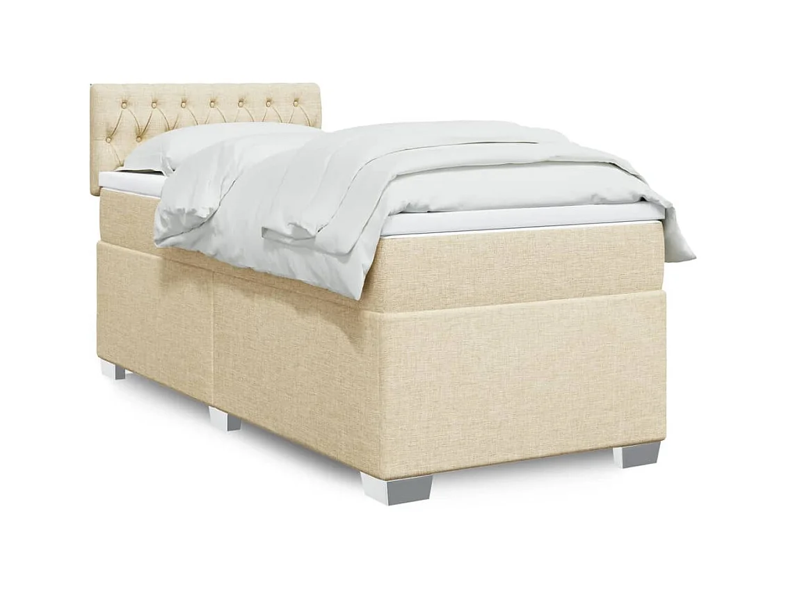 Sommier à lattes de lit et matelas Crème 90x190 cm Tissu