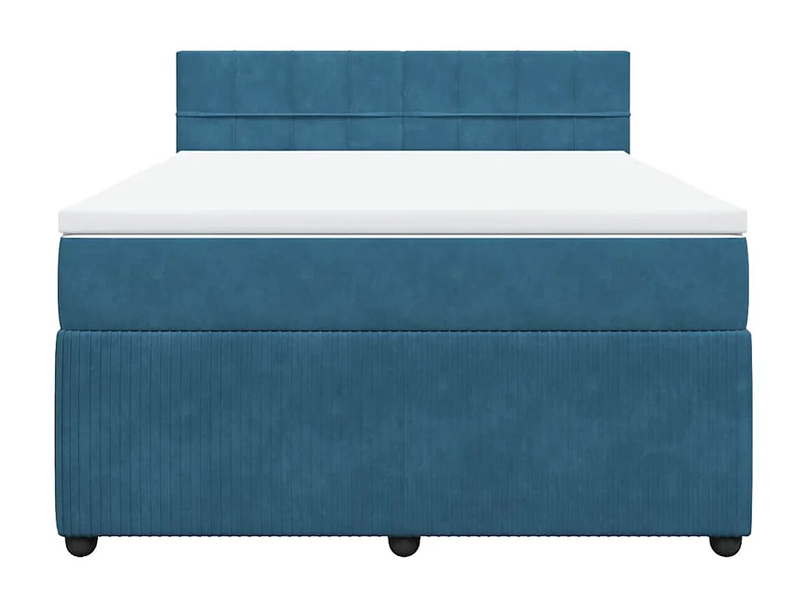Boxspring met matras fluweel blauw 160x200 cm