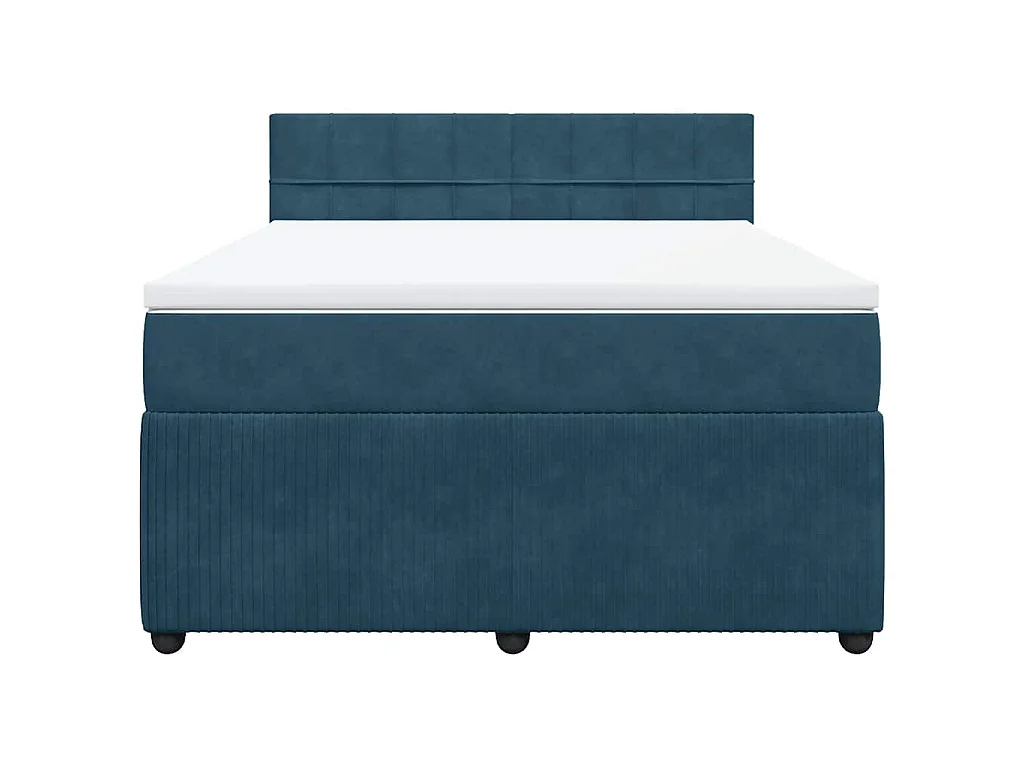 Cama box spring con colchón terciopelo azul 160x200 cm