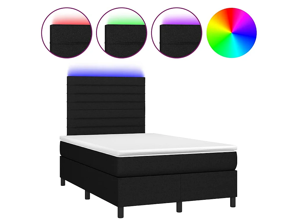 Boxspring met matras en LED stof zwart 120x190 cm