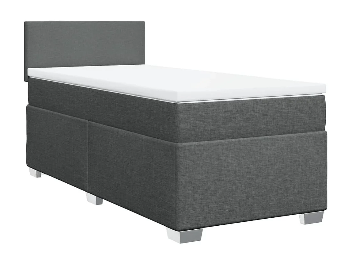 Sommier à lattes de lit avec matelas Gris foncé 100x200cm Tissu