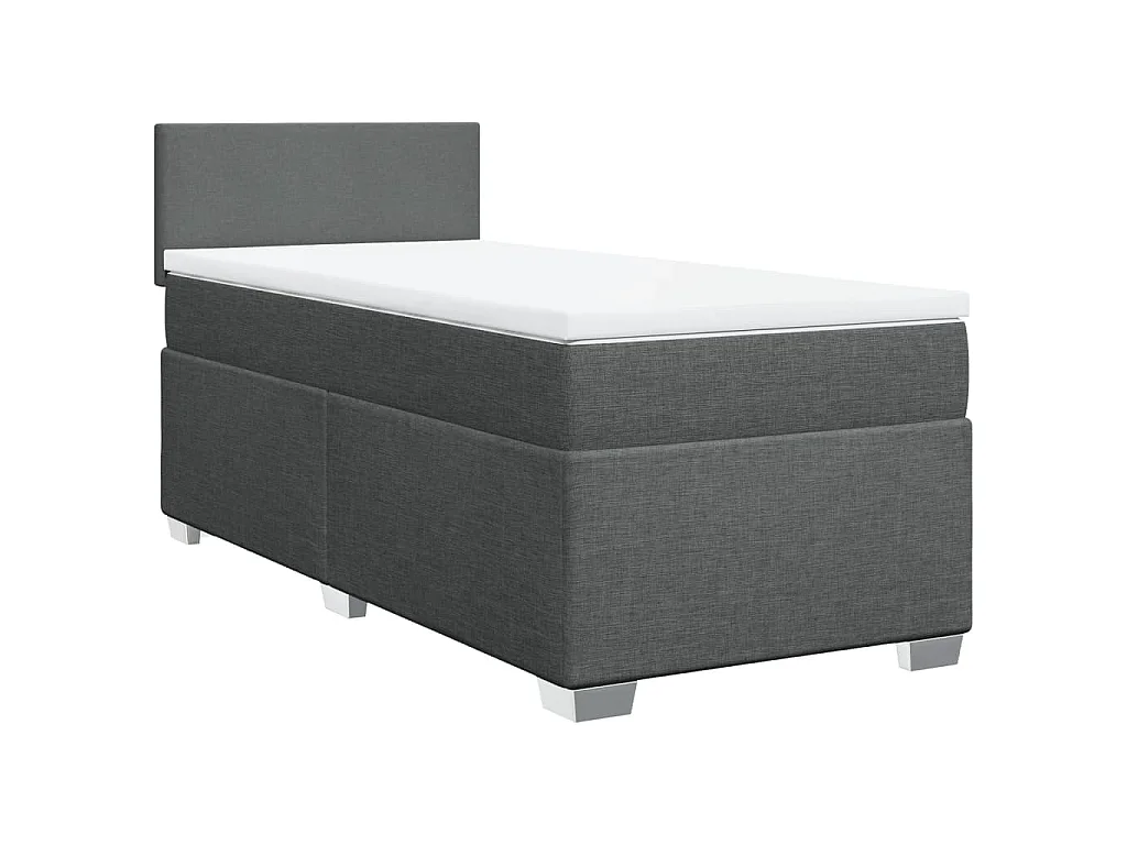 Cama com molas/colchão 100x200 cm tecido cinza-escuro