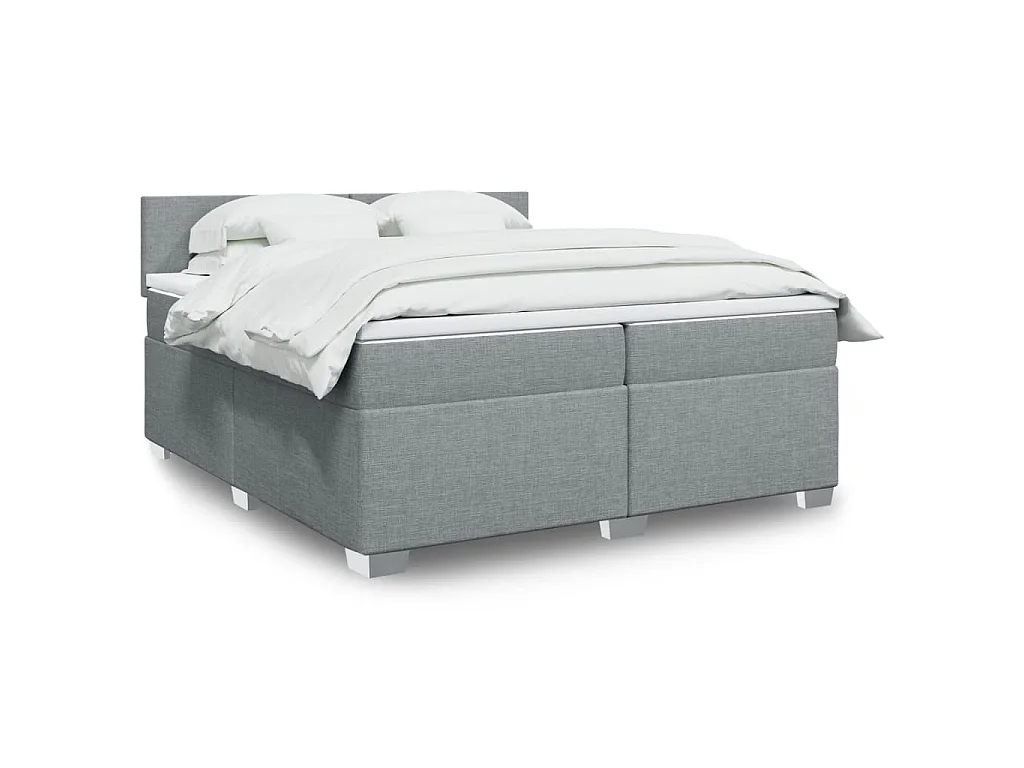 Giroletto a Molle con Materasso Grigio Chiaro 200x200cm Tessuto