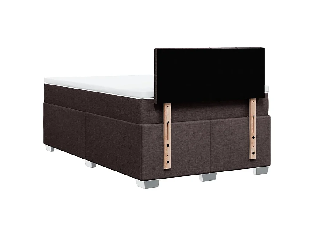 Cama box spring con colchón tela marrón oscuro 120x200 cm