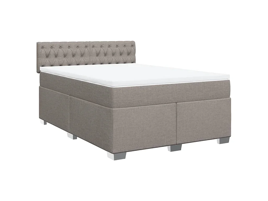 Sommier à lattes de lit avec matelas Taupe 160x200 cm Tissu