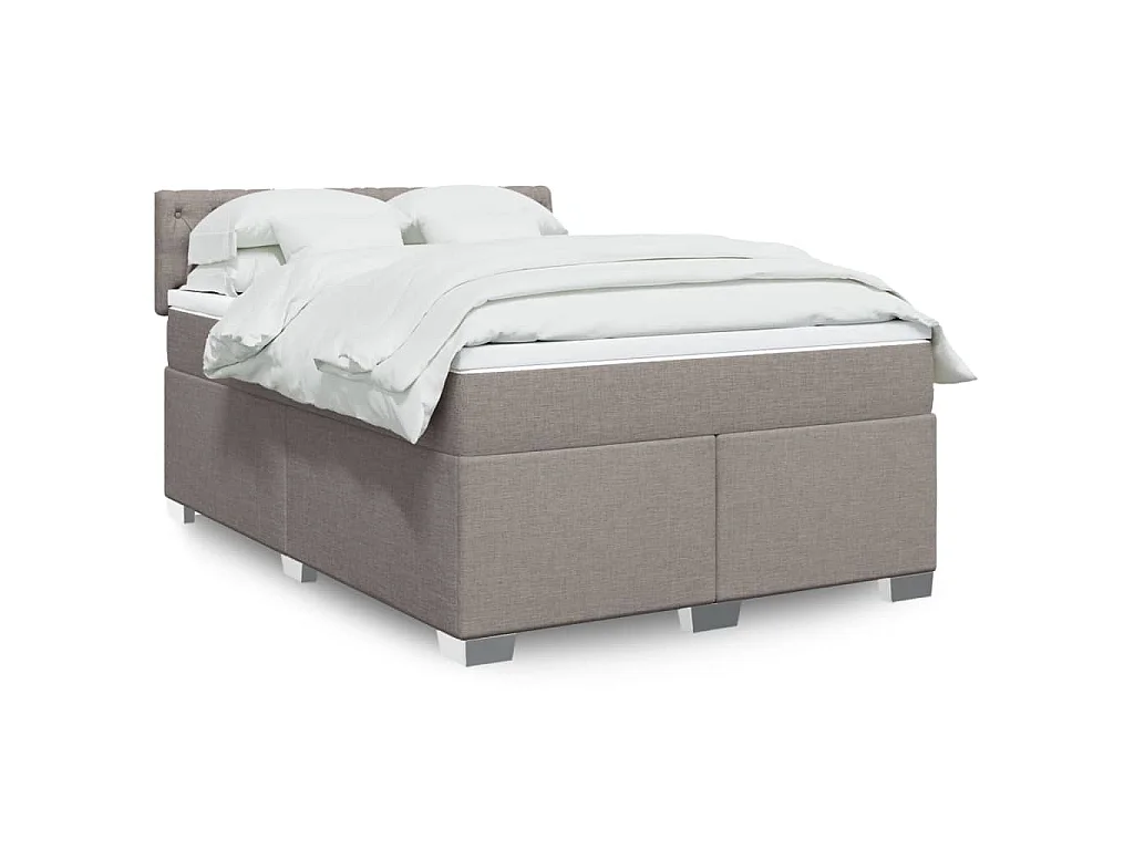 Sommier à lattes de lit avec matelas Taupe 160x200 cm Tissu