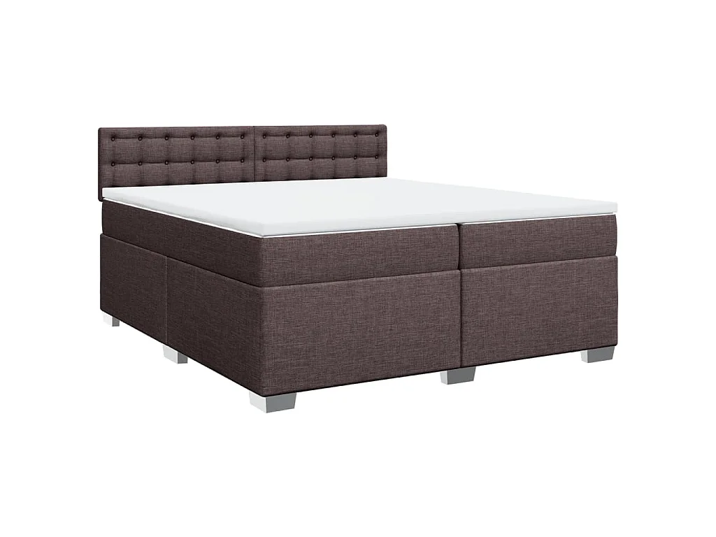 Cama box spring con colchón tela marrón oscuro 200x200 cm