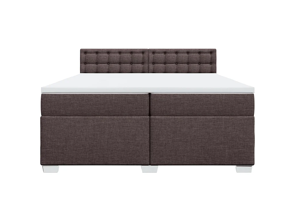 Cama box spring con colchón tela marrón oscuro 200x200 cm