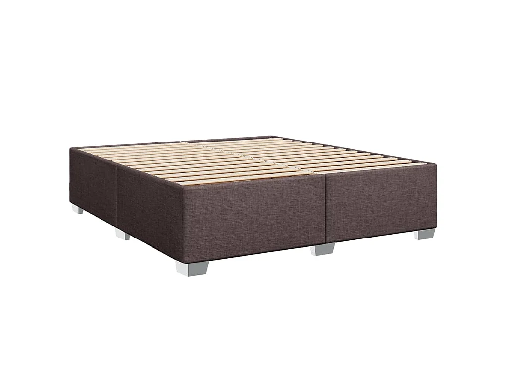 Cama box spring con colchón tela marrón oscuro 200x200 cm