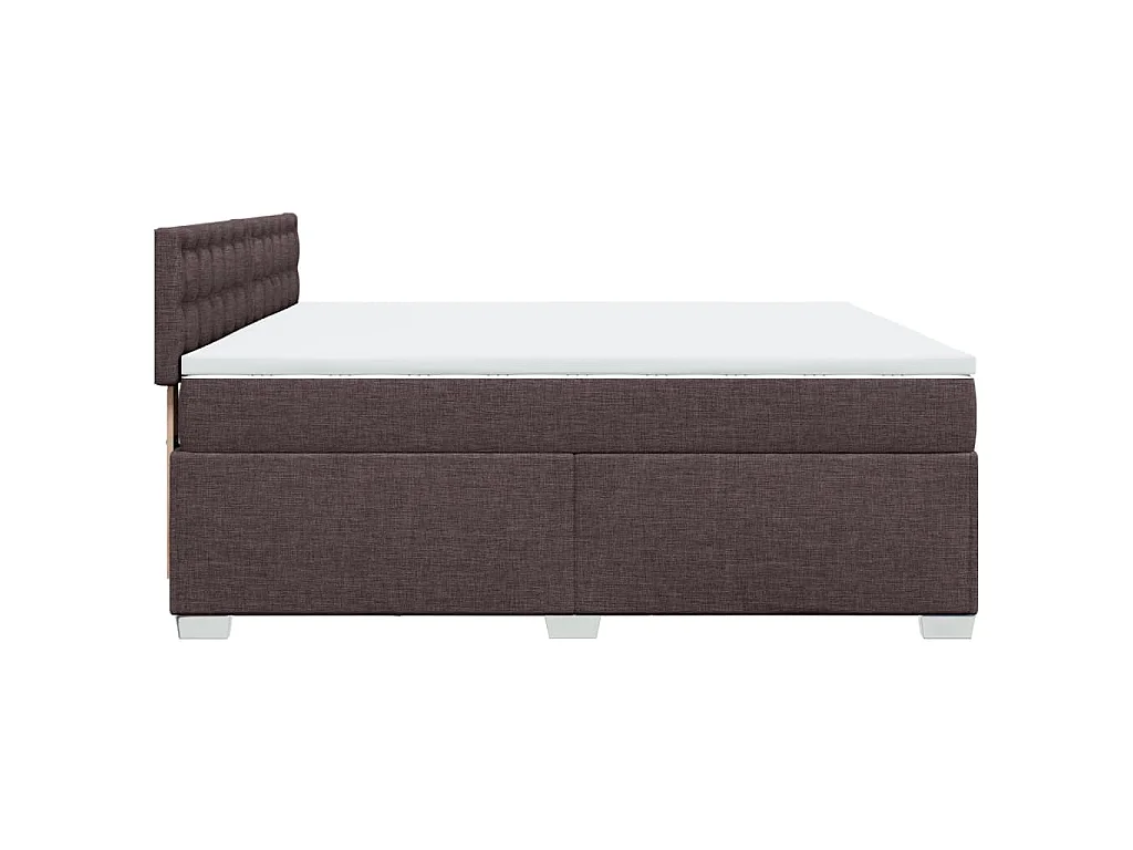 Cama box spring con colchón tela marrón oscuro 200x200 cm