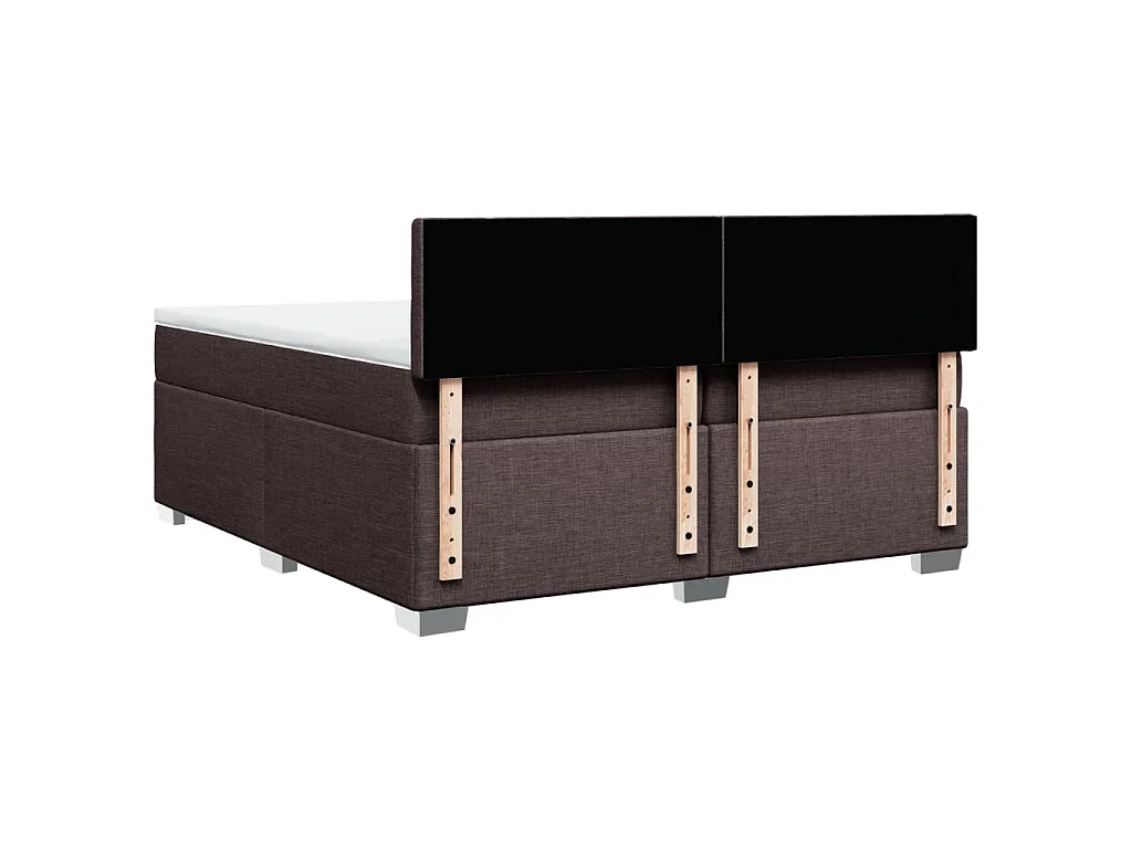 Cama box spring con colchón tela marrón oscuro 200x200 cm