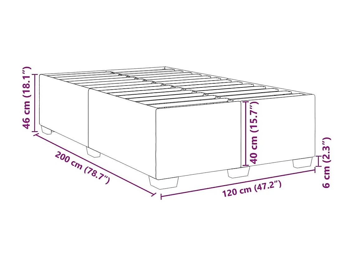 Bettgestell Grau 120x200 cm Kunstleder
