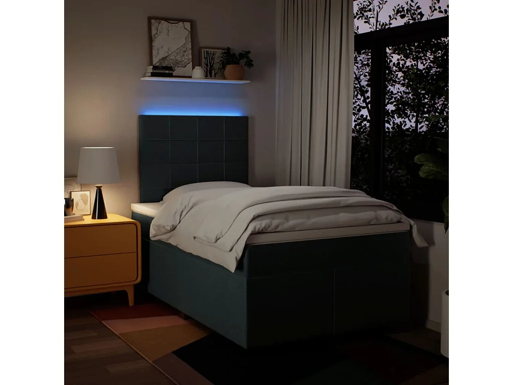 Sommier à lattes de lit avec matelas Bleu 120x200 cm Tissu