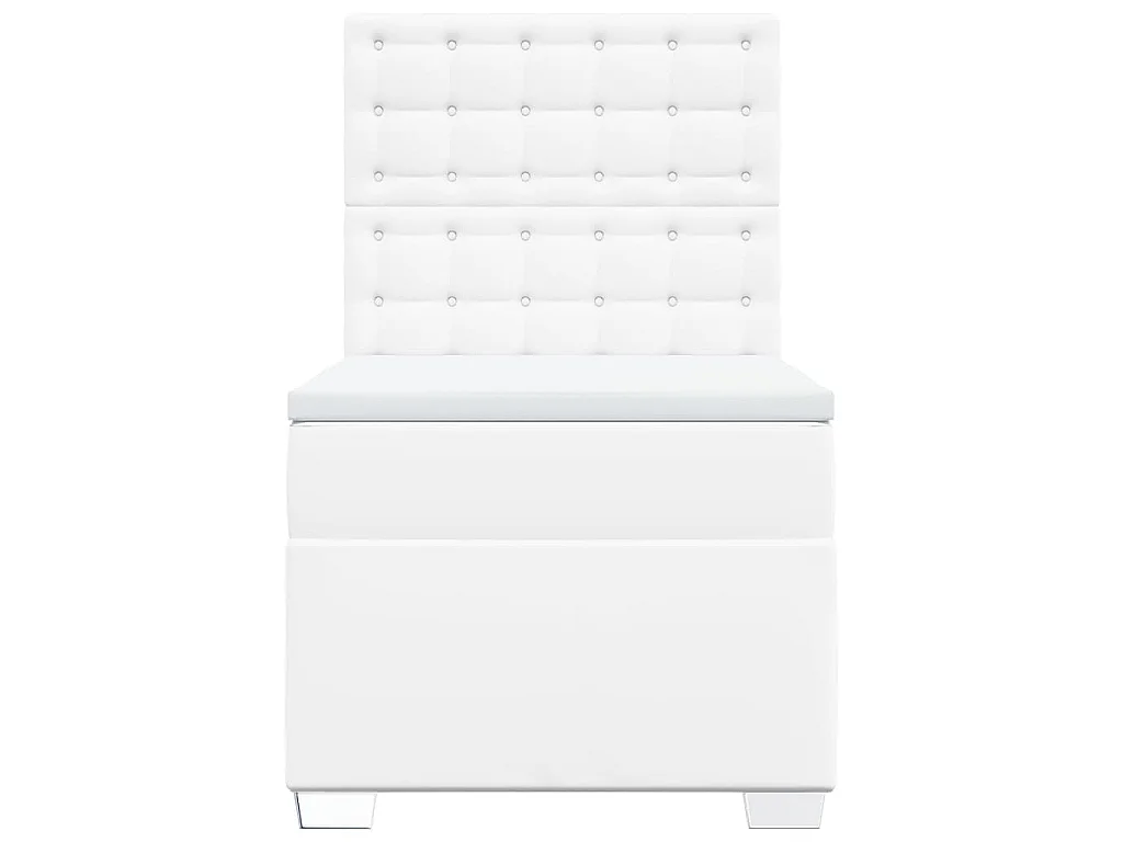 Cama box spring con colchón cuero sintético blanco 100x200 cm